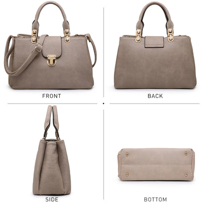 Women Solid Color Medium Top Handle Tote Bag Vegan Leather l Dasein