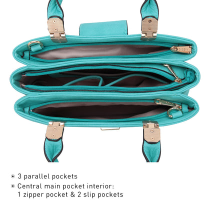 Women Solid Color Medium Top Handle Tote Bag Vegan Leather l Dasein