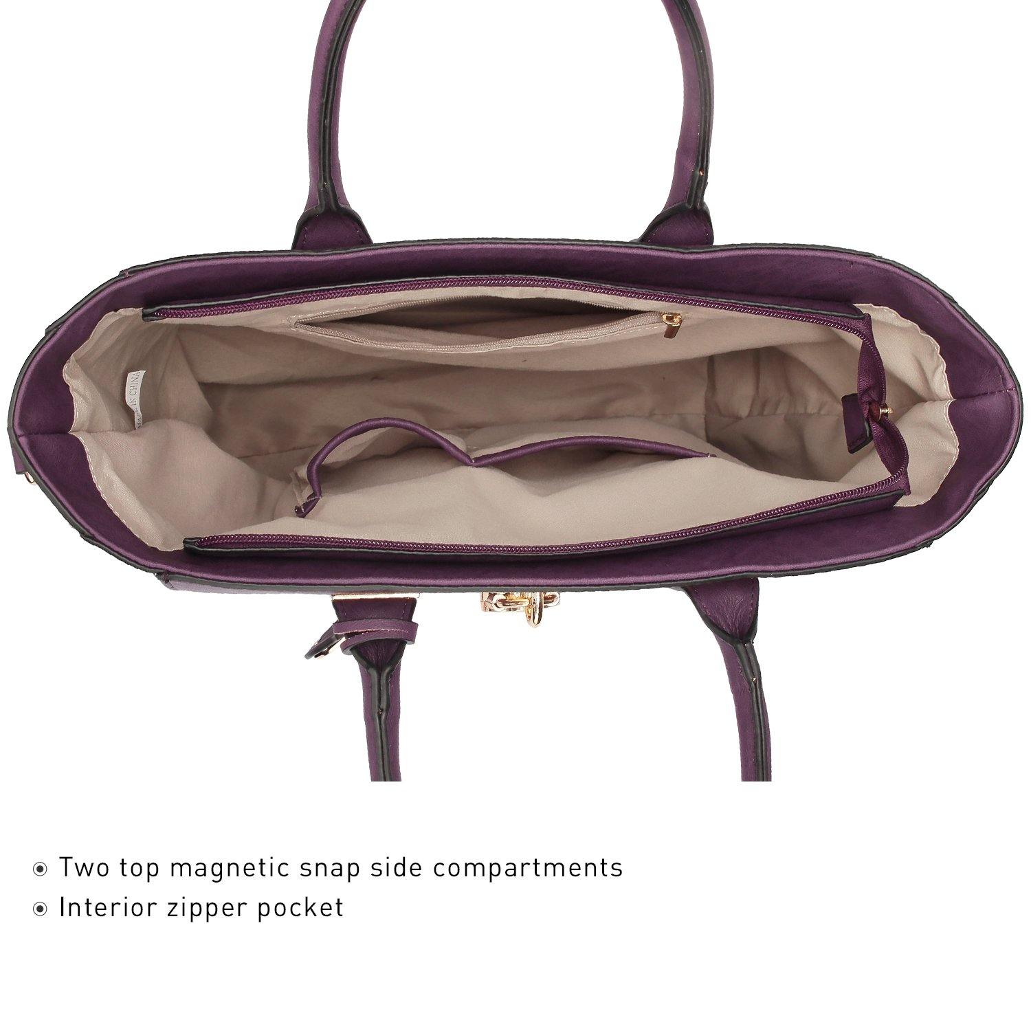 Solid-Color Emblem Tote Handbag - Dasein Bags