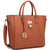 Solid-Color Emblem Tote Handbag-Handbags & Purses-Dasein Bags