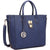 Solid-Color Emblem Tote Handbag-Handbags & Purses-Dasein Bags
