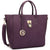 Solid-Color Emblem Tote Handbag-Handbags & Purses-Dasein Bags