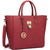 Solid-Color Emblem Tote Handbag-Handbags & Purses-Dasein Bags