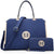 Metal Edged Emblem Handbag with Matching Wallet-Handbags-Dasein Bags