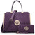 Metal Edged Emblem Handbag with Matching Wallet-Handbags-Dasein Bags