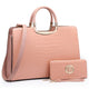 Fashion Pattern Embossed Handbag with Matching Wallet