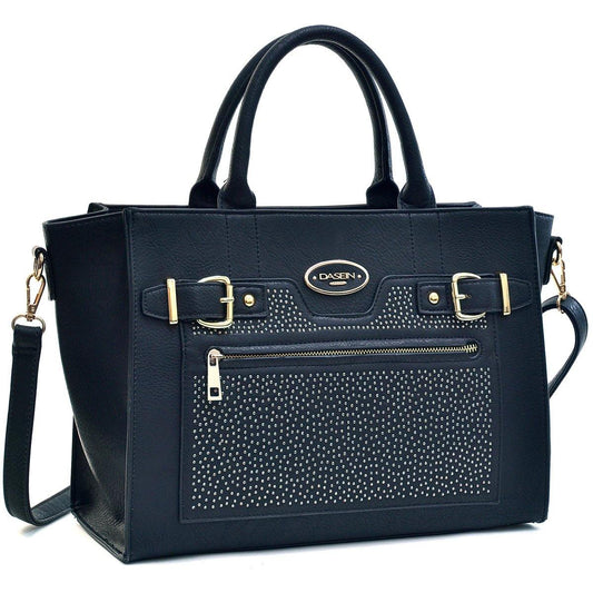 Dasein Belted Medium Tote Bag Decorated with Studs - Dasein Bags