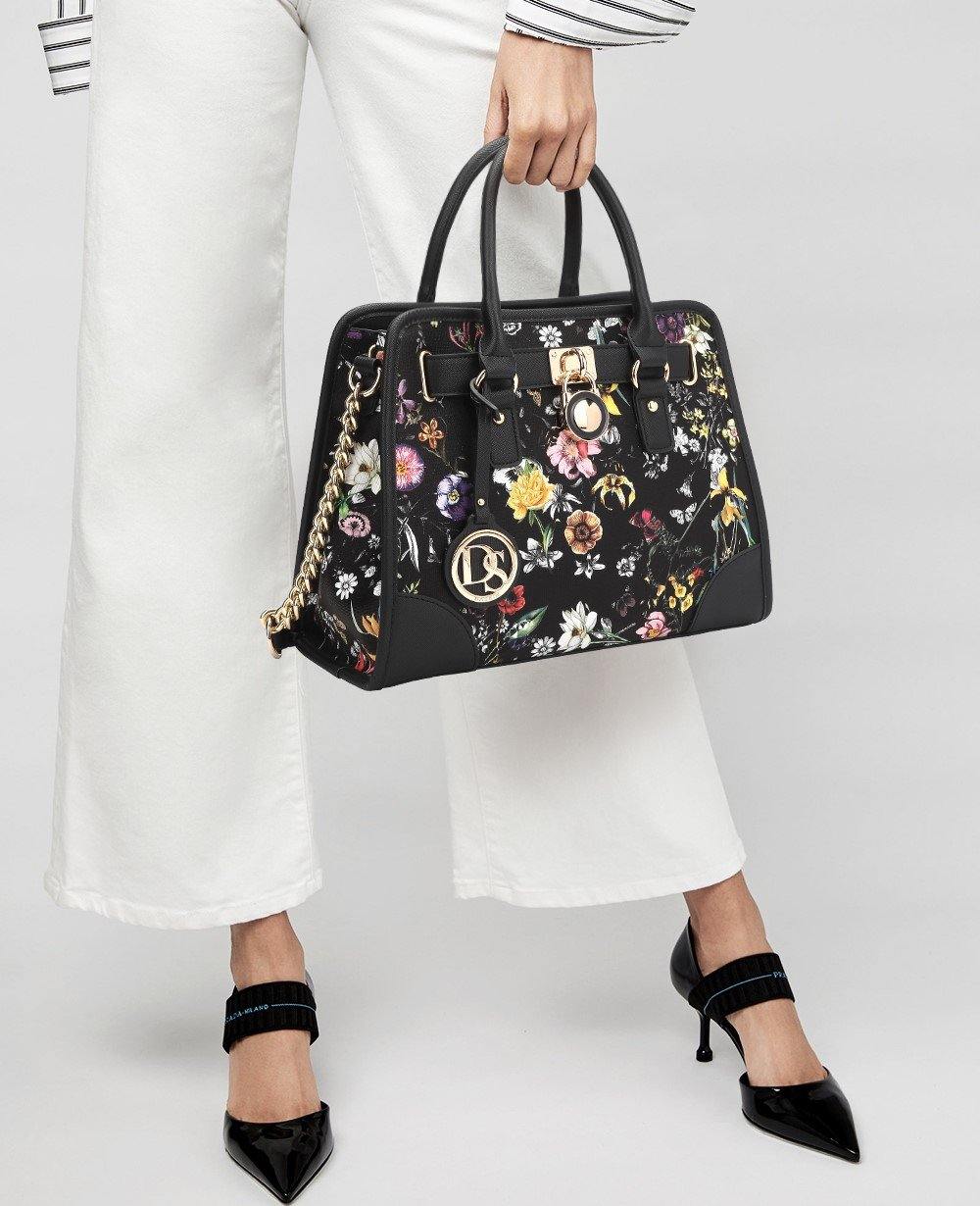 Two-Tone Handbag with Matching Wallet - Dasein Bags