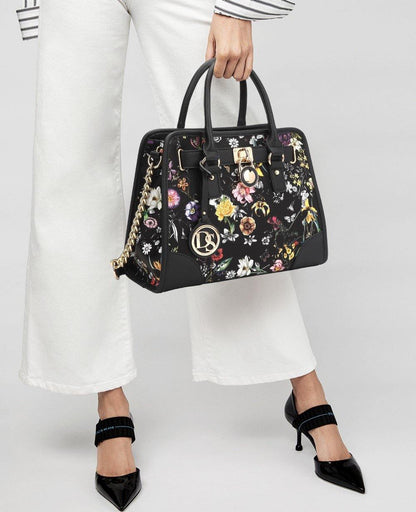 Two-Tone Handbag with Matching Wallet - Dasein Bags