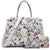 Floral Print Emblem Handbag with Matching Wallet-Handbags & Purses-Dasein Bags