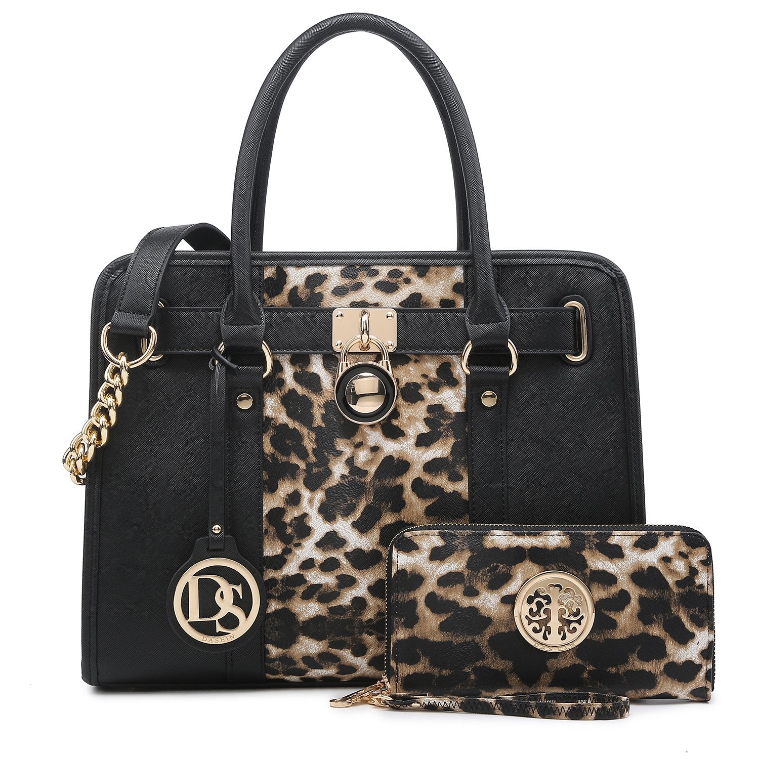 Hanging Emblem Handbag with Matching Wallet-Handbags & Purses-Dasein Bags