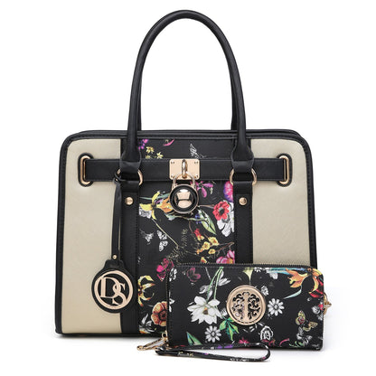 Hanging Emblem Handbag with Matching Wallet-Handbags & Purses-Dasein Bags