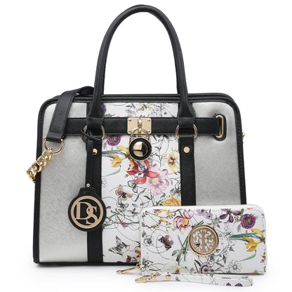 Hanging Emblem Handbag with Matching Wallet-Handbags & Purses-Dasein Bags