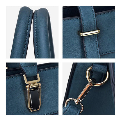 Women Flap-over Belt Top Handle Tote Satchel Purse Work Bag Matching Wristlet bag l Dasein - Dasein Bags