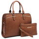 Two-Tone Vegan Leather Textured Handbag with Matching Wallet l Dasein