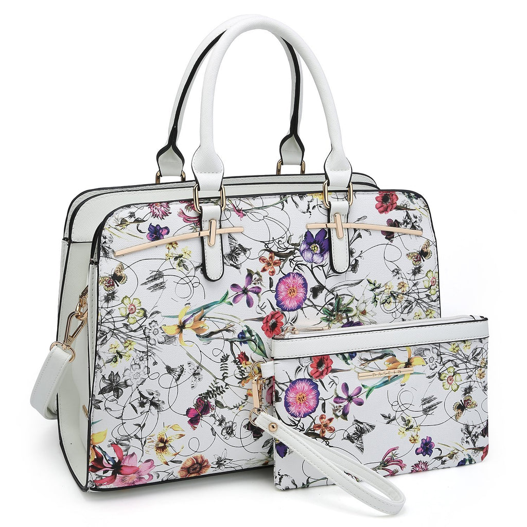 Gold-Tone Hardware Vegan Leather Textured Handbag with Matching Wallet丨Dasein - Dasein Bags