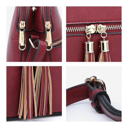 Tassel Front Zipper Crossbody Bag - Dasein Bags