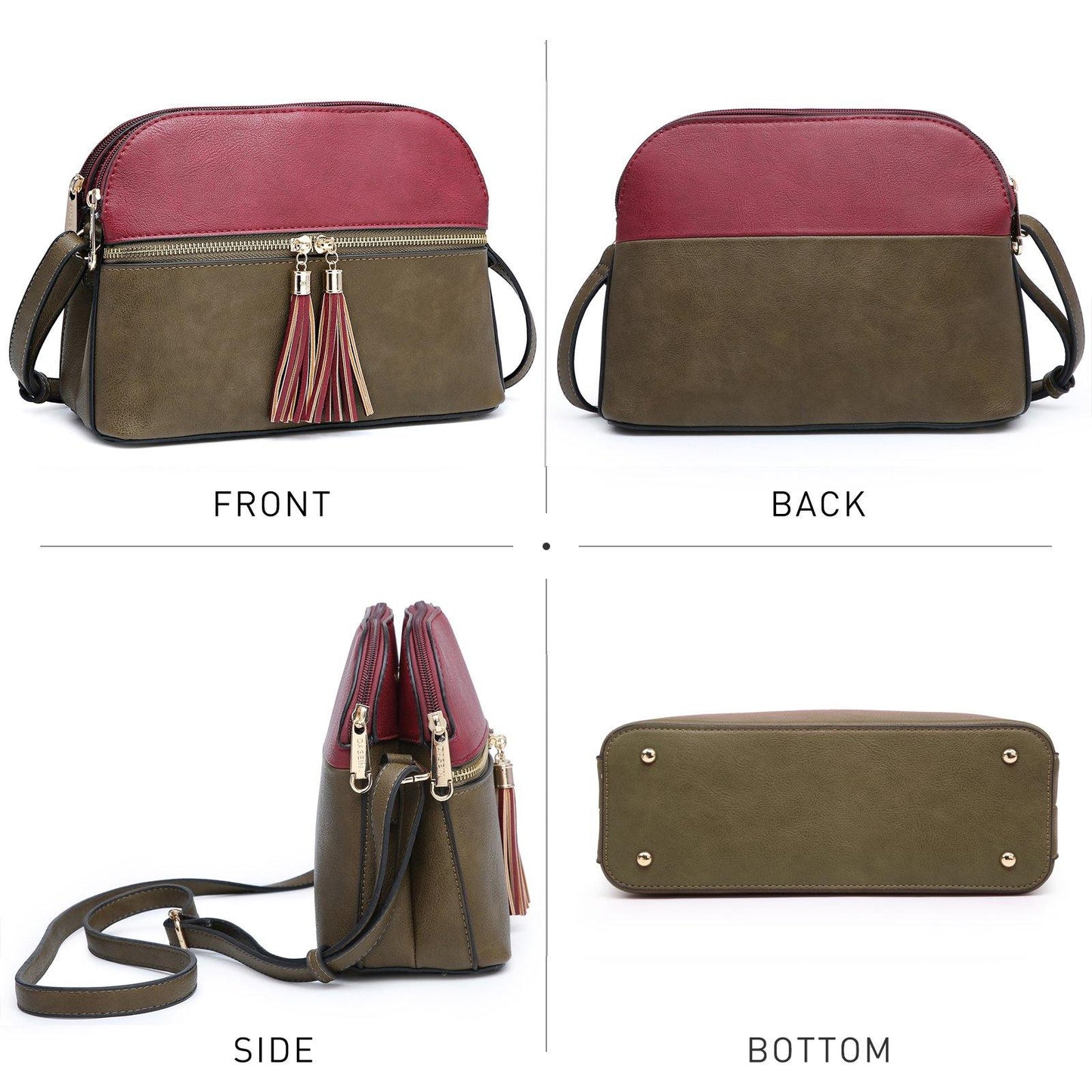 Two-Tone Tassel Crossbody Bag - Dasein Bags