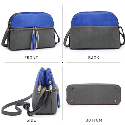 Two-Tone Tassel Crossbody Bag - Dasein Bags
