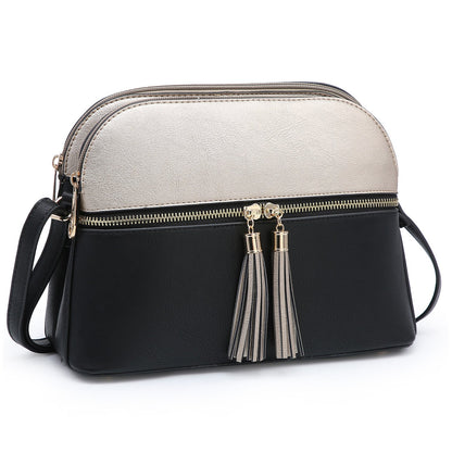 Two-Tone Tassel Crossbody Bag-Crossbody/Messenger bag-Dasein Bags