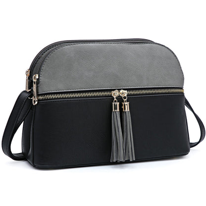 Two-Tone Tassel Crossbody Bag-Crossbody/Messenger bag-Dasein Bags