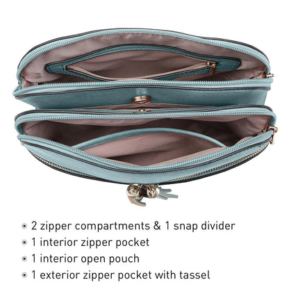 Tassel Front Zipper Crossbody Bag - Dasein Bags