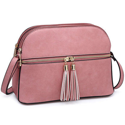 Tassel Front Zipper Crossbody Bag-Crossbody/Messenger bag-Dasein Bags