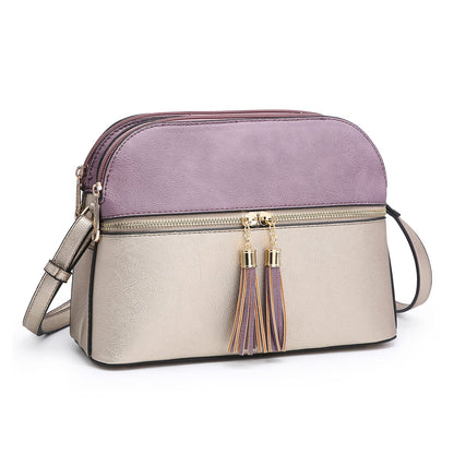 Two-Tone Tassel Crossbody Bag-Crossbody/Messenger bag-Dasein Bags