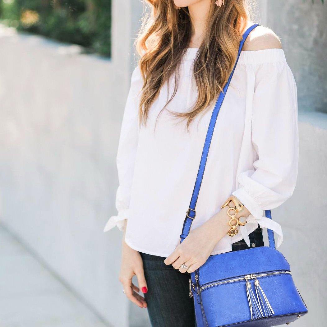 Tassel Front Zipper Crossbody Bag - Dasein Bags