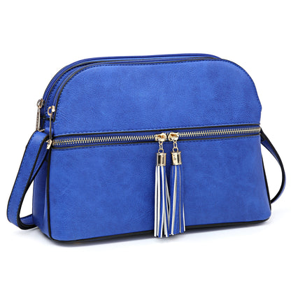 Tassel Front Zipper Crossbody Bag-Crossbody/Messenger bag-Dasein Bags