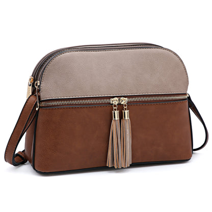 Two-Tone Tassel Crossbody Bag-Crossbody/Messenger bag-Dasein Bags