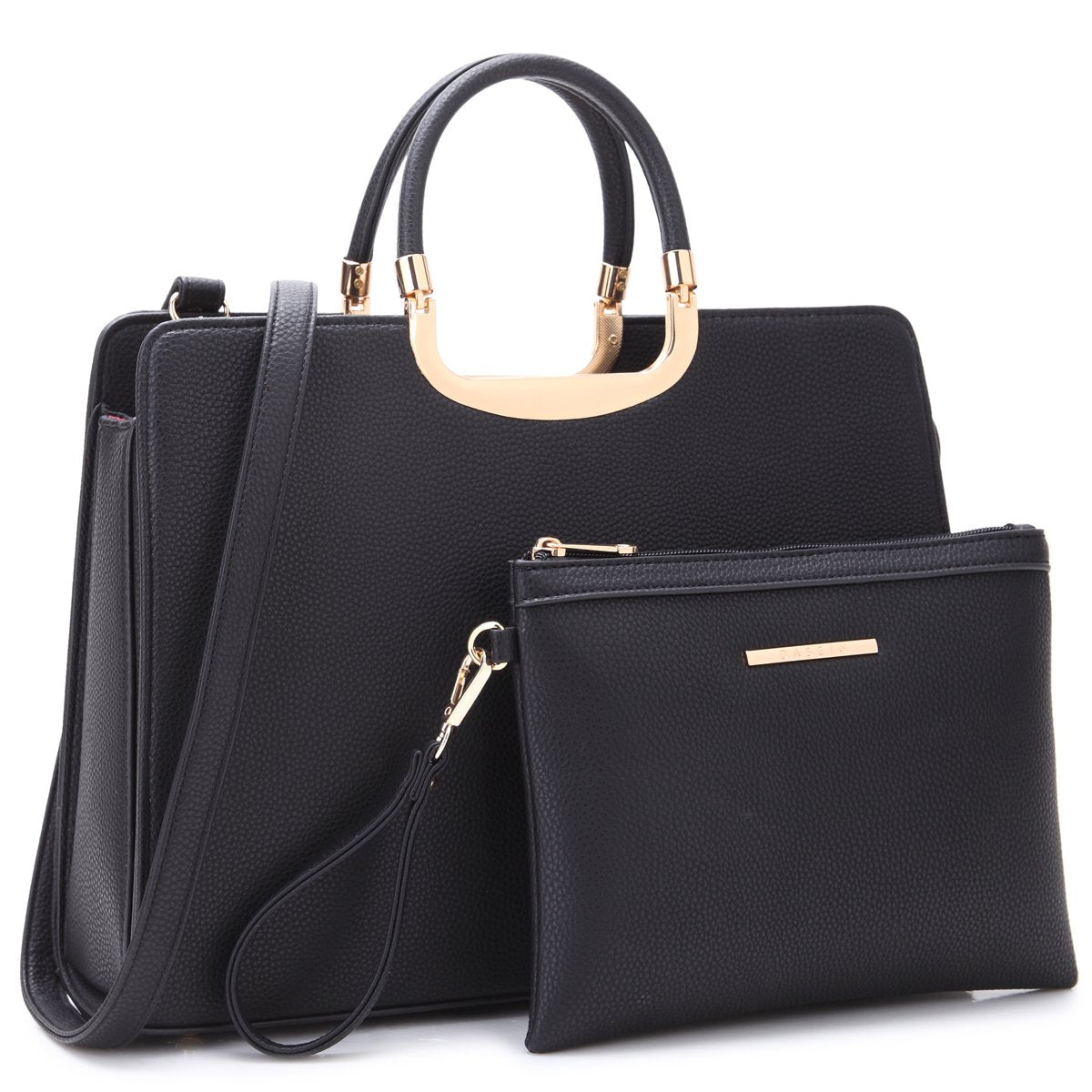 Pebble Texture Handbag with Matching Wristlet-Handbags & Purses-Dasein Bags