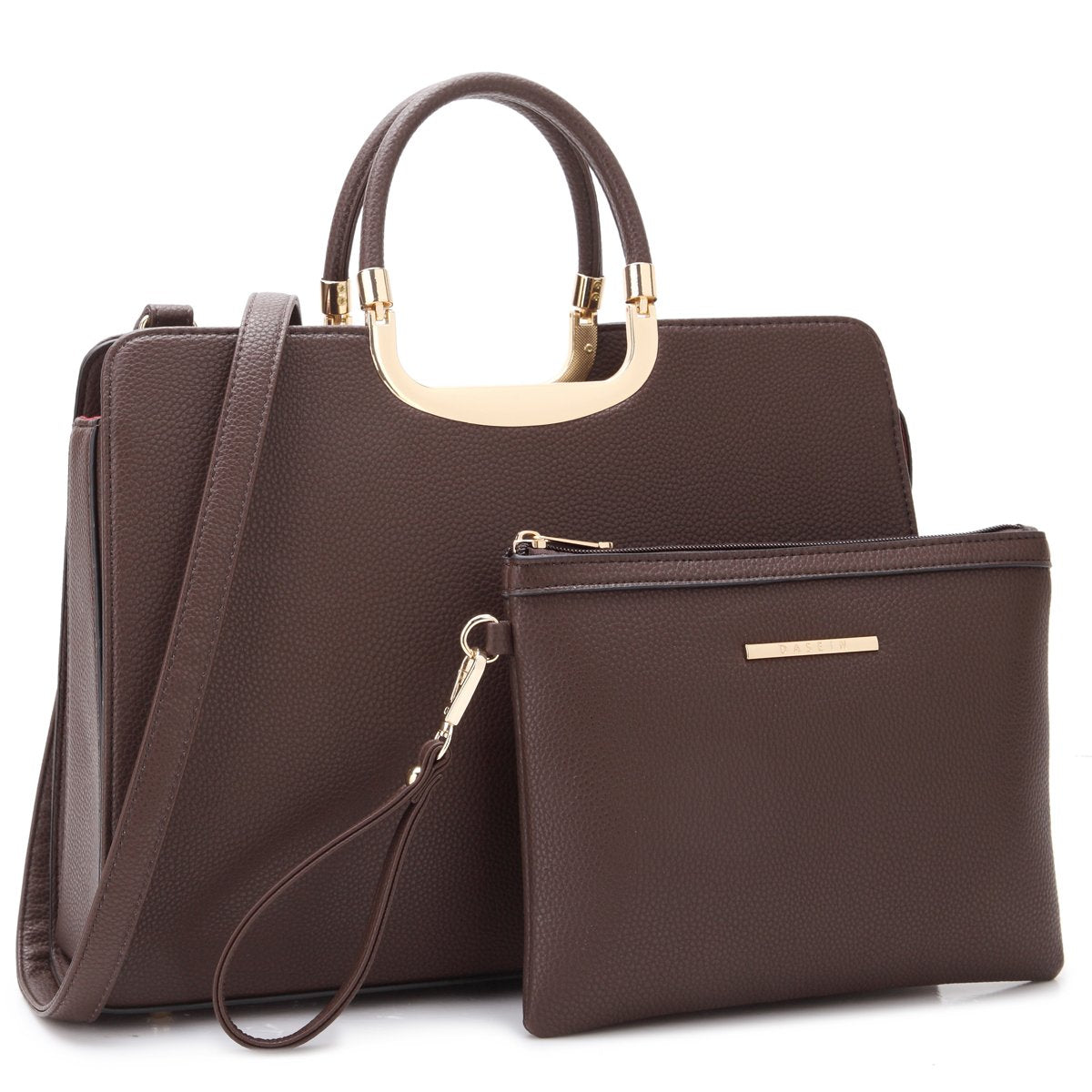 Pebble Texture Handbag with Matching Wristlet-Handbags & Purses-Dasein Bags