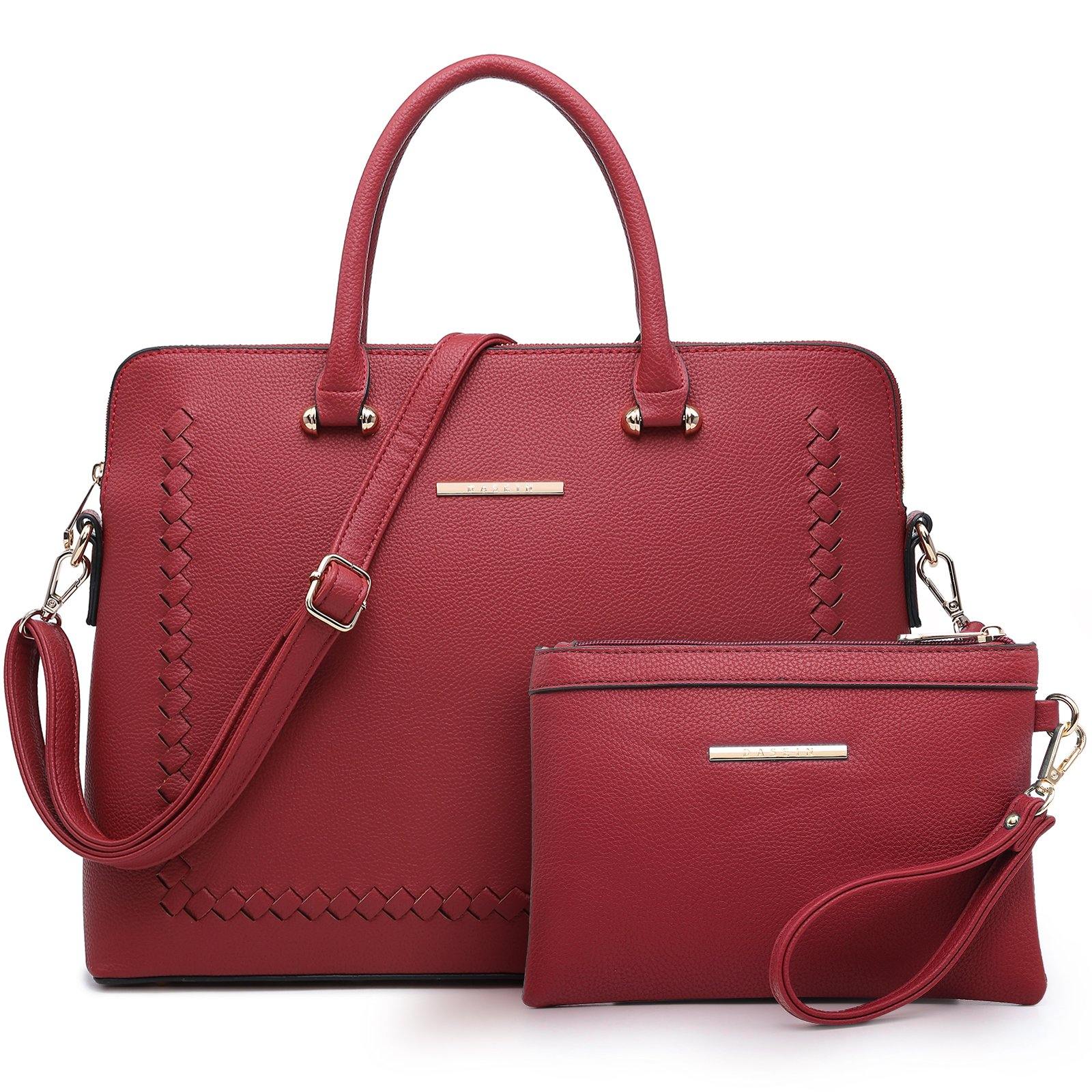 Women Slim Purse Vegan Leather Work Bag Tote with Matching Clutch Dasein - Dasein Bags