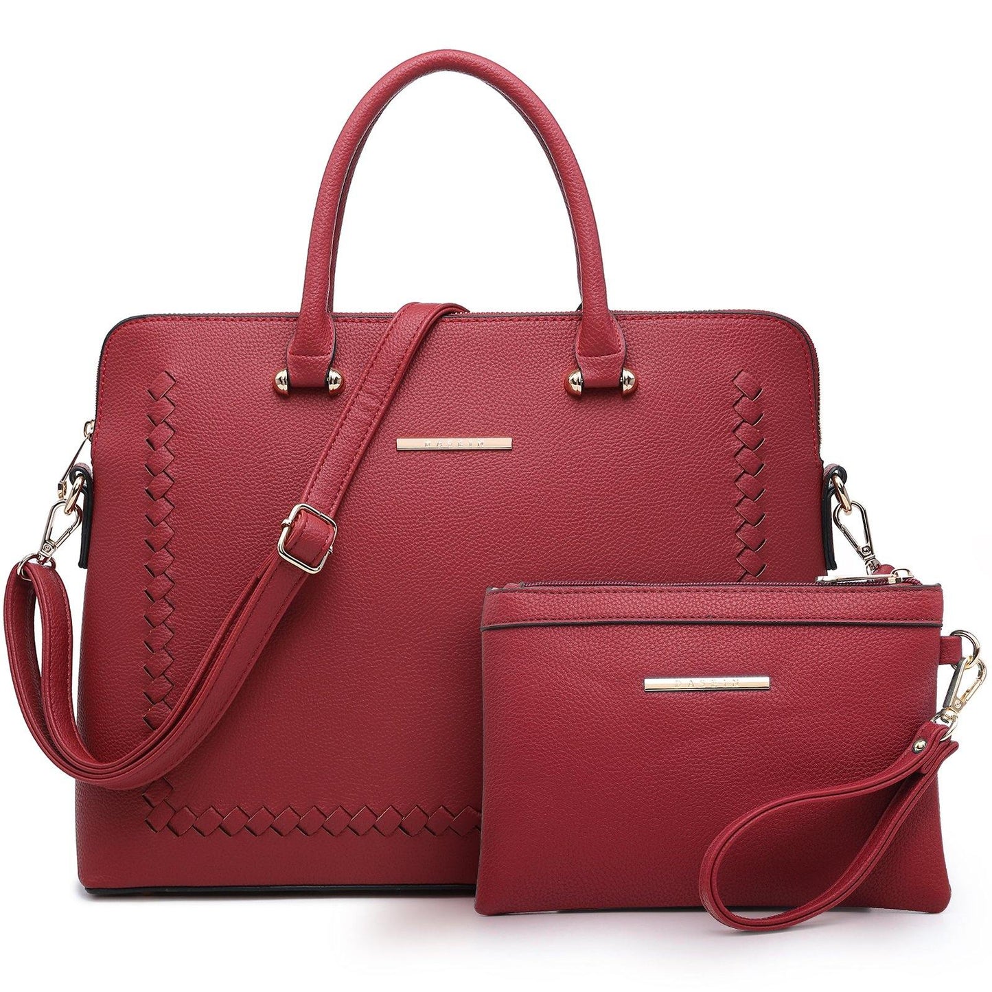 Women Slim Purse Vegan Leather Work Bag Tote with Matching Clutch Dasein - Dasein Bags