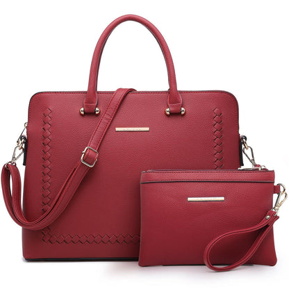 Women Slim Purse Vegan Leather Work Bag Tote with Matching Clutch Dasein - Dasein Bags