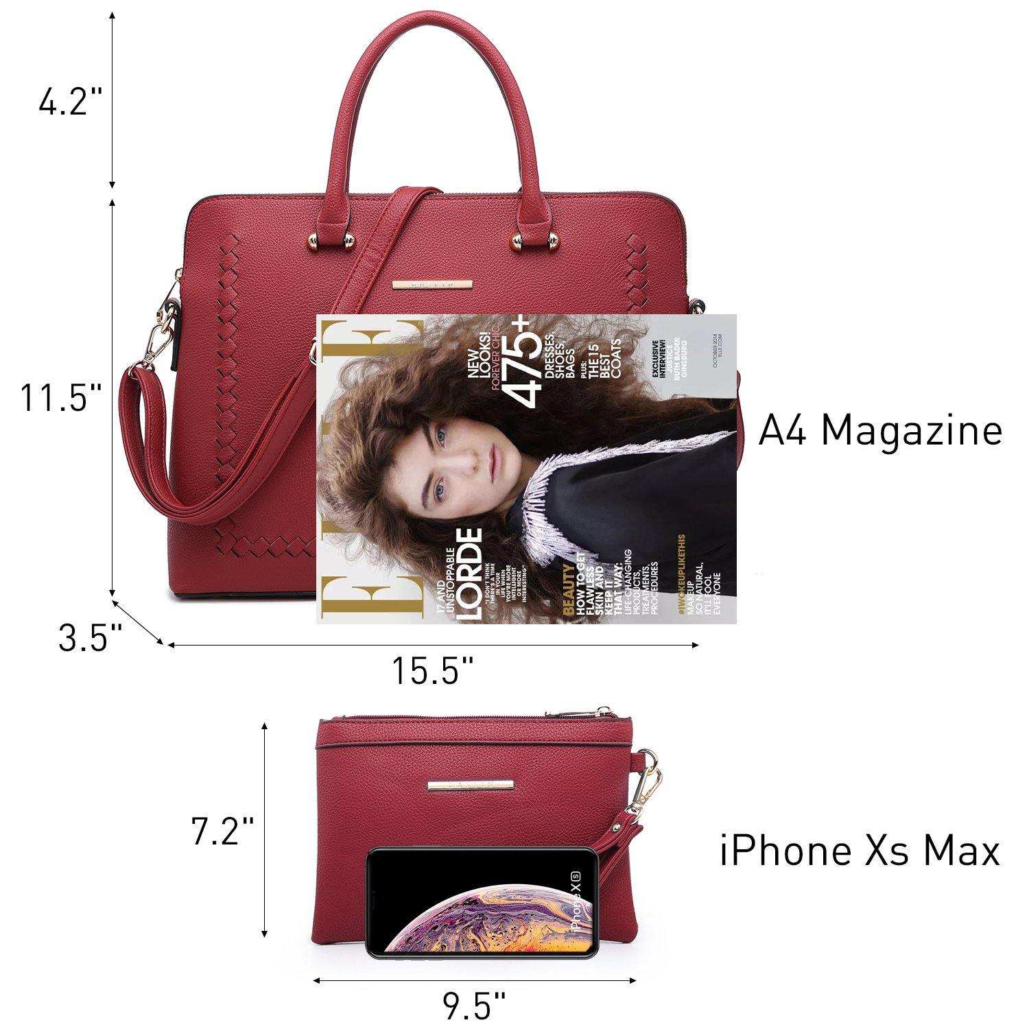 Women Slim Purse Vegan Leather Work Bag Tote with Matching Clutch Dasein - Dasein Bags
