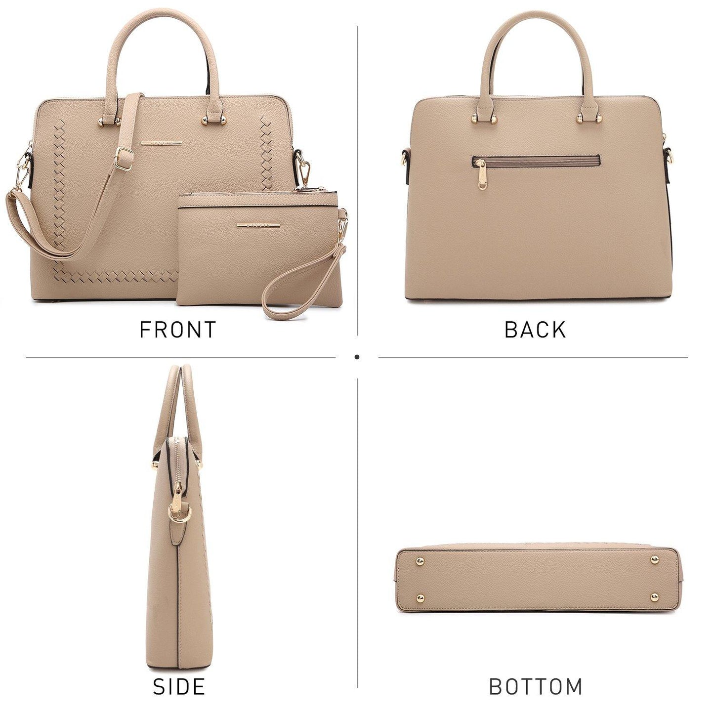 Women Slim Purse Vegan Leather Work Bag Tote with Matching Clutch Dasein - Dasein Bags