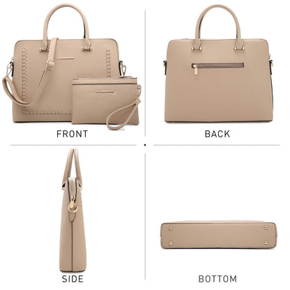 Women Slim Purse Vegan Leather Work Bag Tote with Matching Clutch Dasein - Dasein Bags