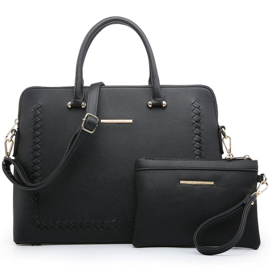 Women Slim Purse Vegan Leather Work Bag Tote with Matching Clutch Dasein - Dasein Bags