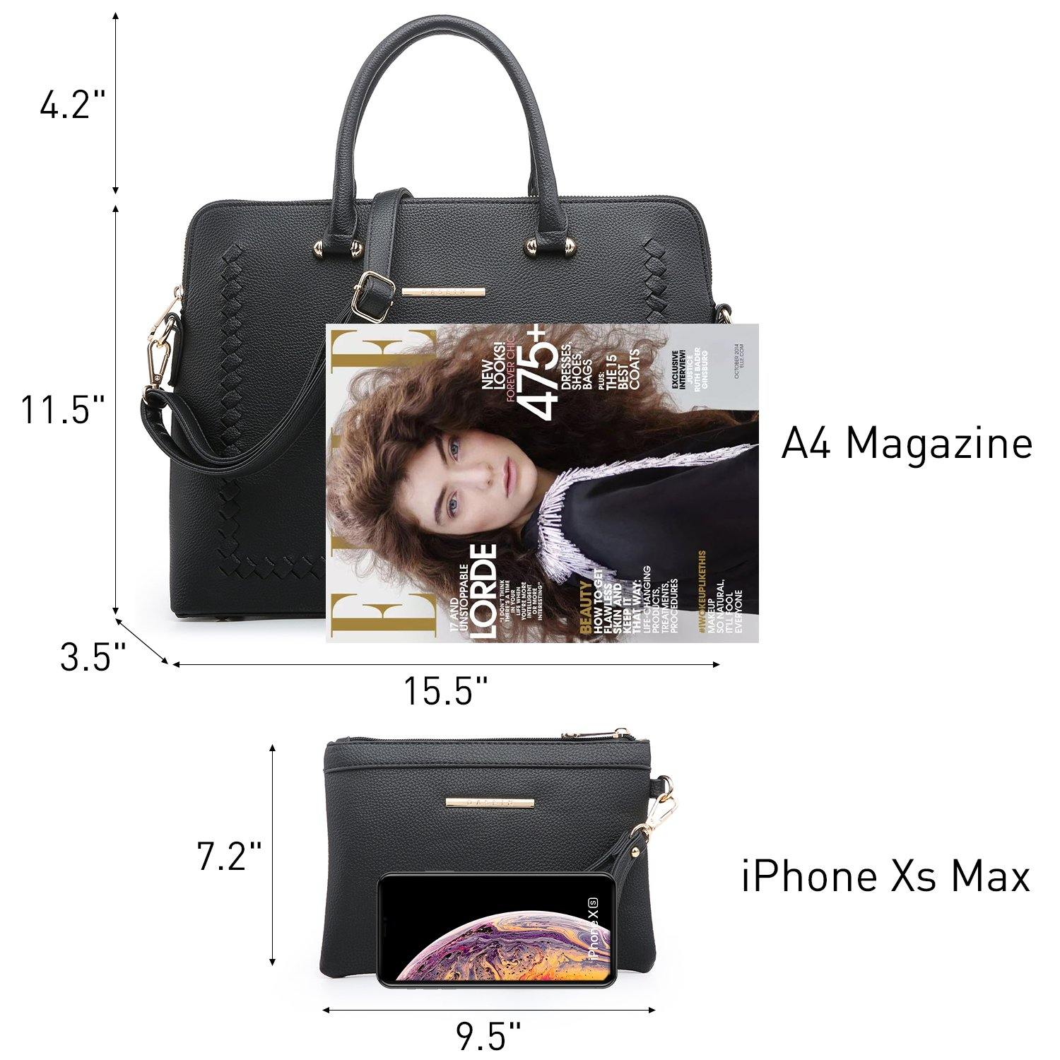 Women Slim Purse Vegan Leather Work Bag Tote with Matching Clutch Dasein - Dasein Bags