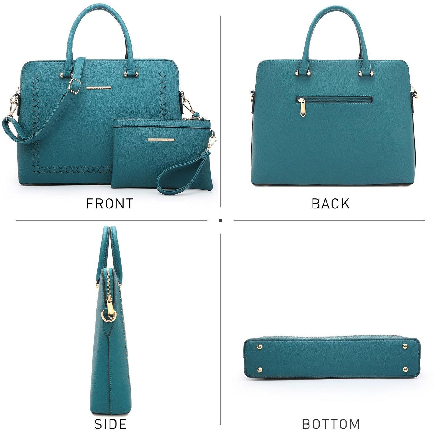 Women Slim Purse Vegan Leather Work Bag Tote with Matching Clutch Dasein - Dasein Bags