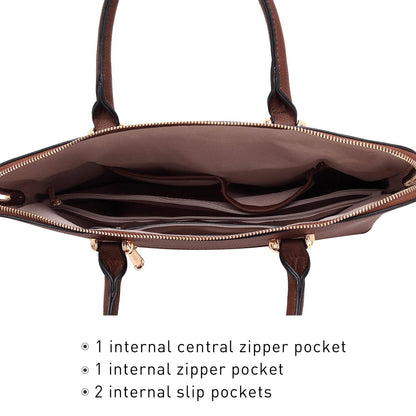 Women Slim Purse Vegan Leather Work Bag Tote with Matching Clutch Dasein - Dasein Bags