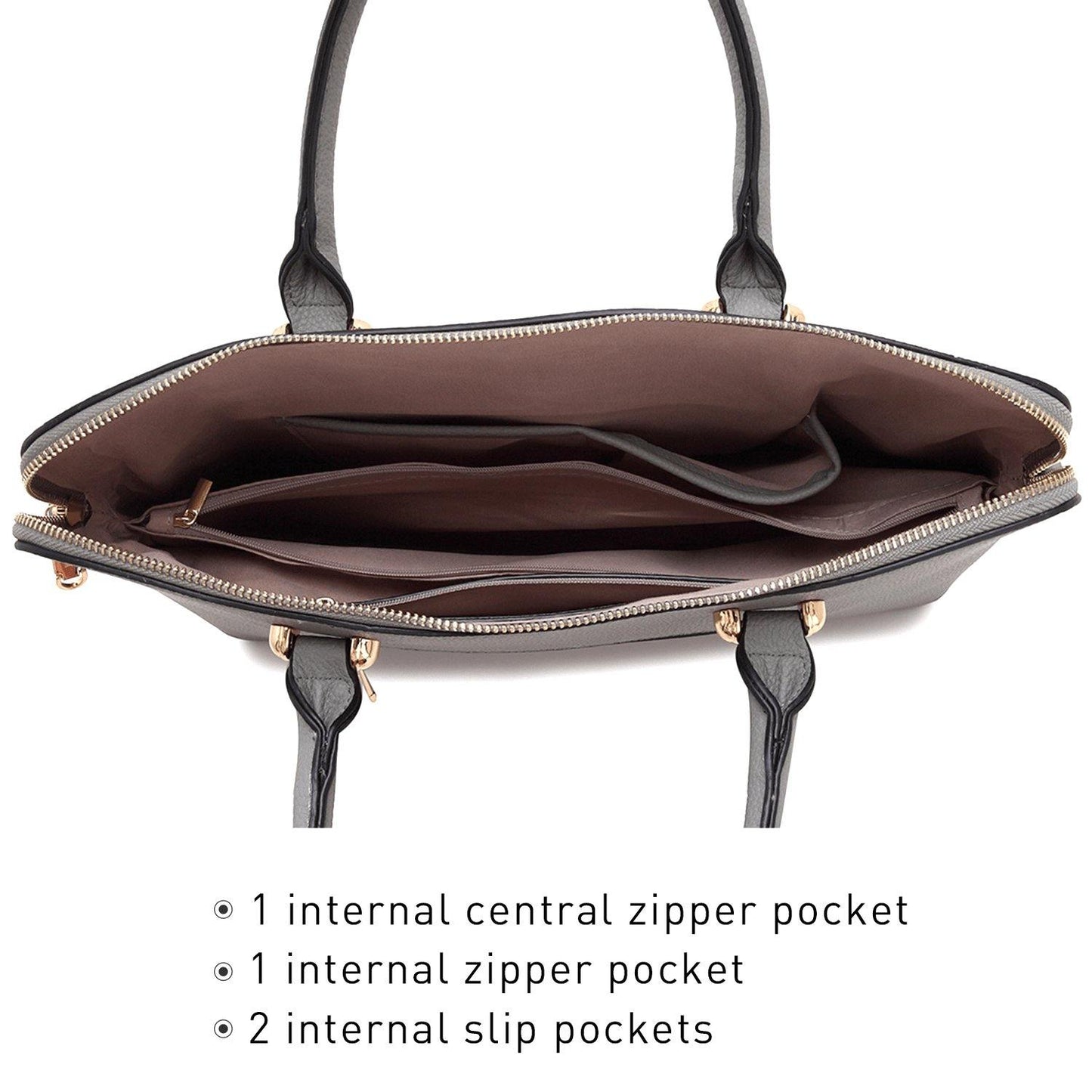 Women Slim Purse Vegan Leather Work Bag Tote with Matching Clutch Dasein - Dasein Bags