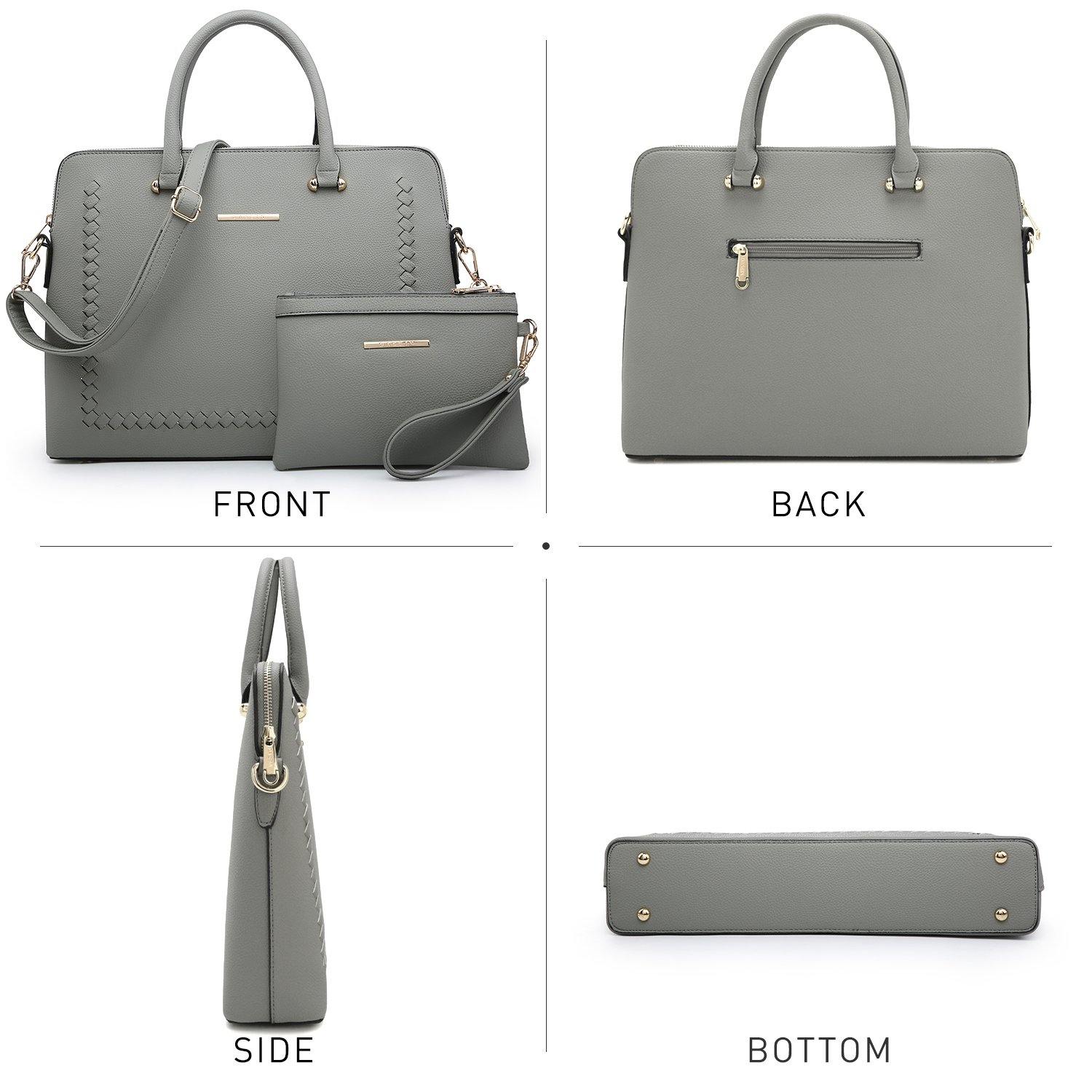 Women Slim Purse Vegan Leather Work Bag Tote with Matching Clutch Dasein - Dasein Bags