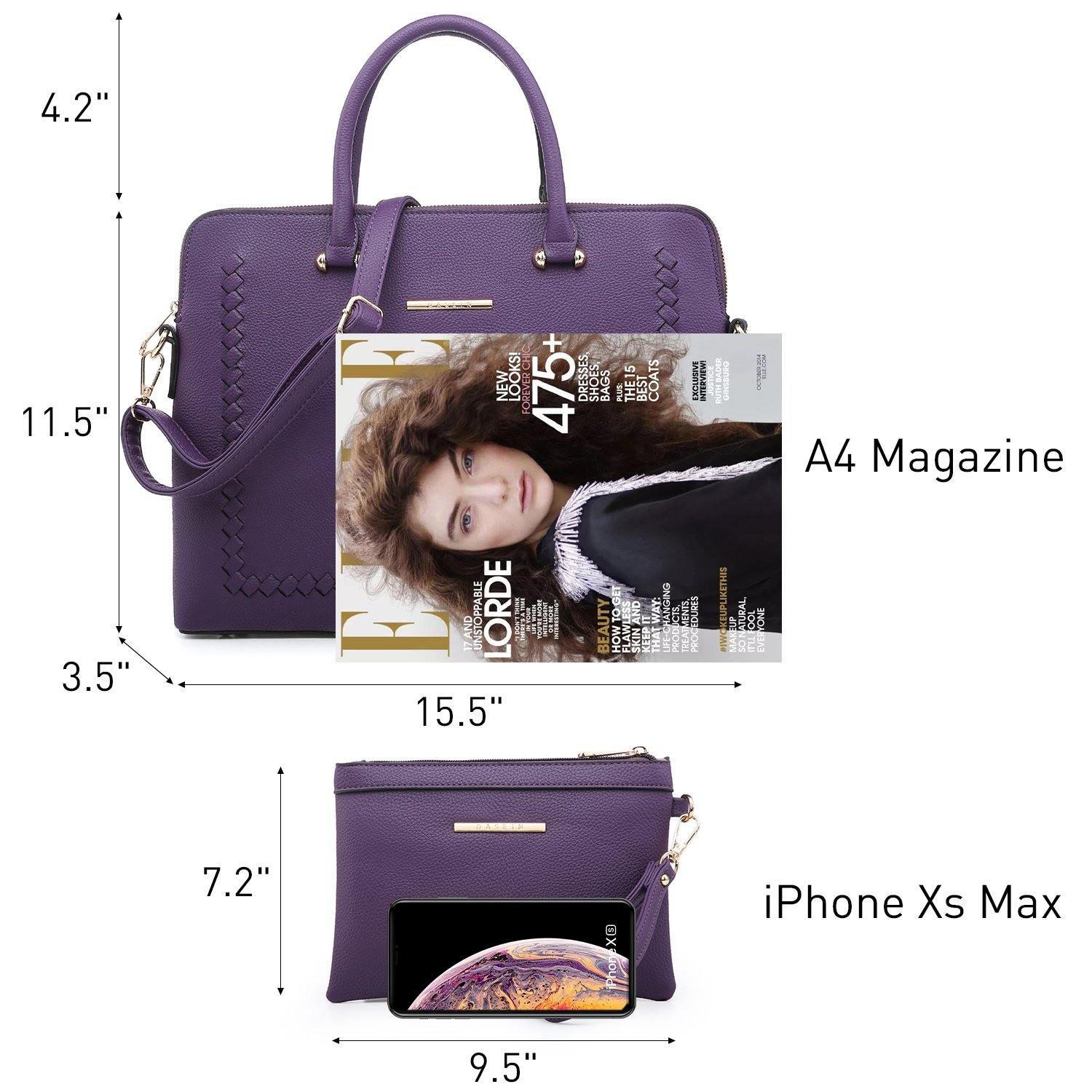 Women Slim Purse Vegan Leather Work Bag Tote with Matching Clutch Dasein - Dasein Bags