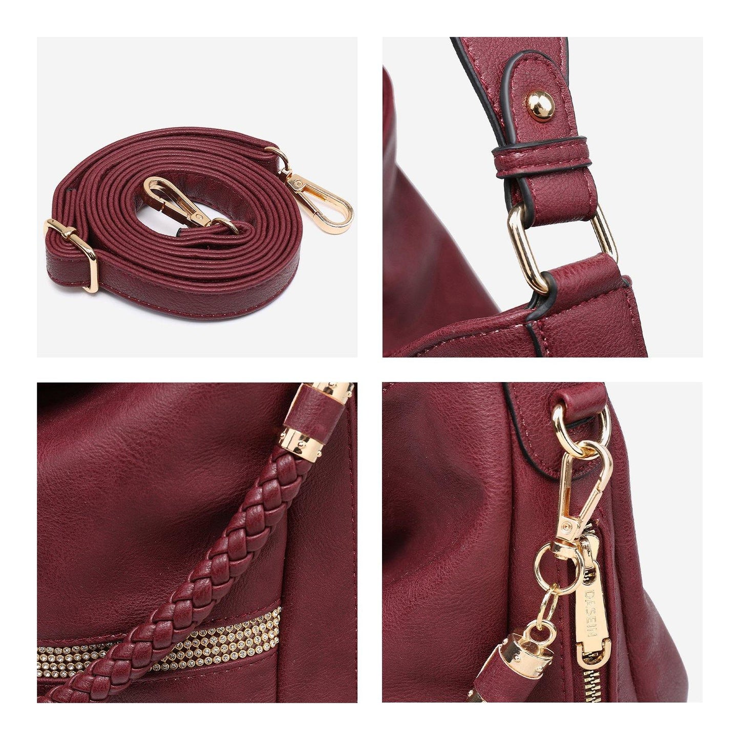 Women Concealed Carry Purses Handbags Faux Leather Hobo with Matching Clutch - Dasein Bags