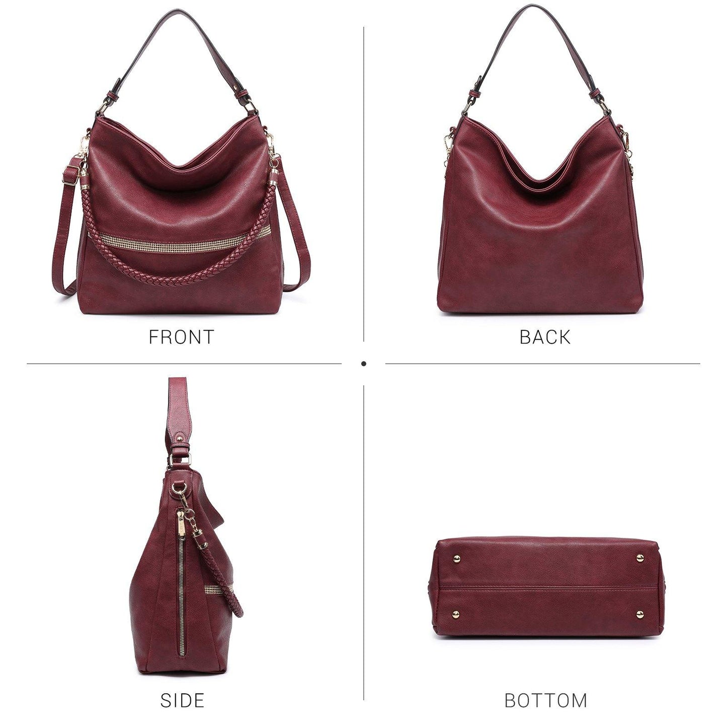 Women Concealed Carry Purses Handbags Faux Leather Hobo with Matching Clutch - Dasein Bags