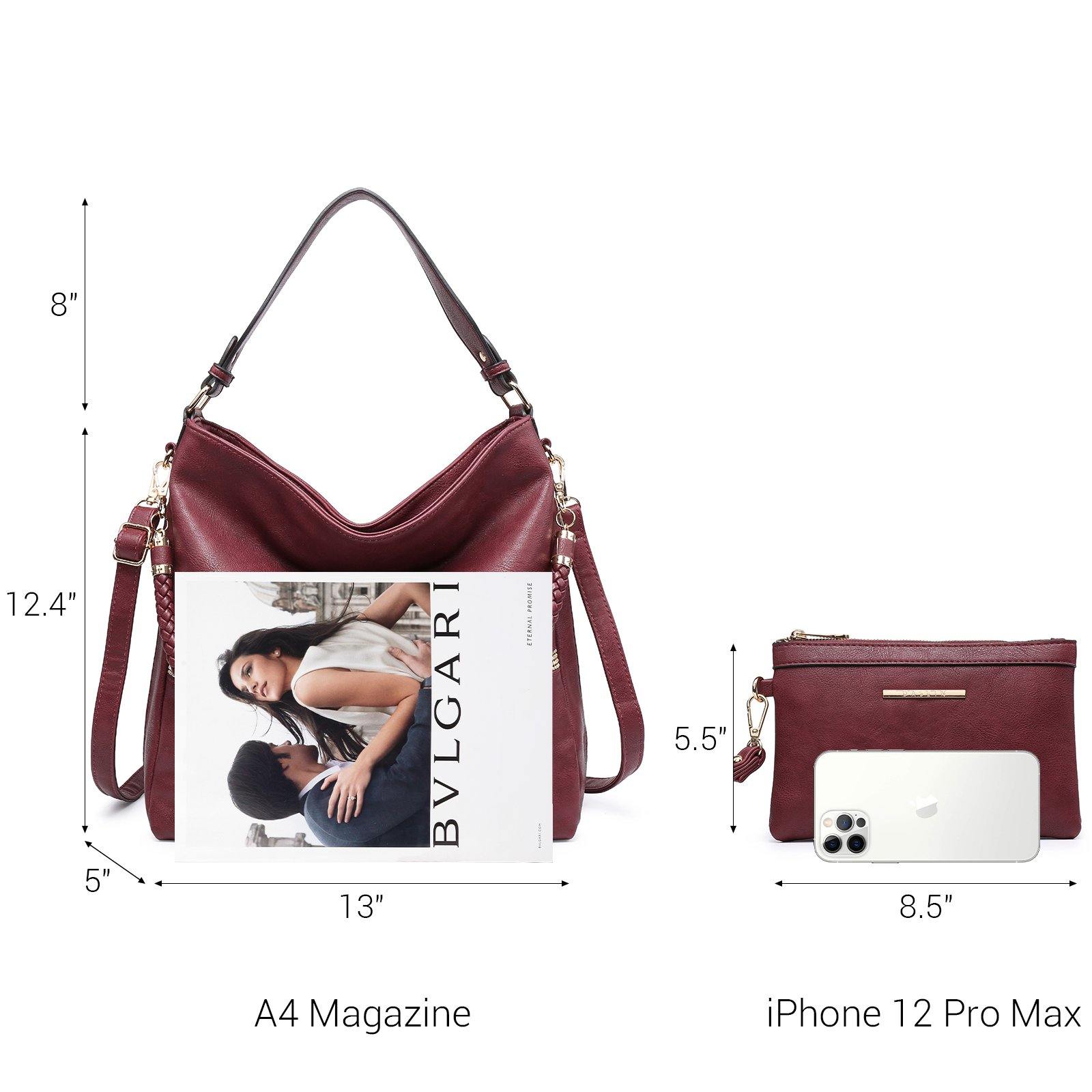 Women Concealed Carry Purses Handbags Faux Leather Hobo with Matching Clutch - Dasein Bags