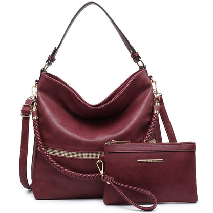 Women Concealed Carry Purses Handbags Faux Leather Hobo with Matching Clutch - Dasein Bags